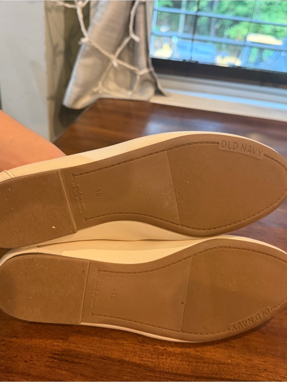 Old Navy White Women's Slip-On Loafers with Gold Bit - Picture 2 of 3